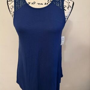 Old Navy Navy Crochet-Shoulder Tank Top